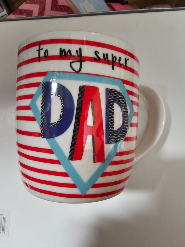 TO MY SUPER DAD STRIPPED  MUG