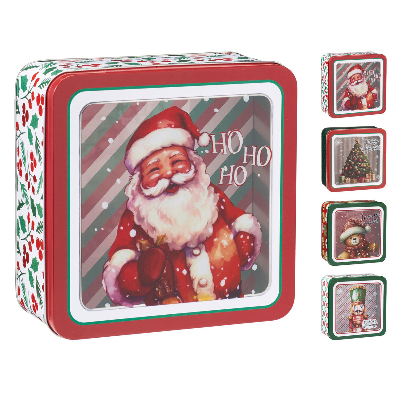 Storage Tin, Metal, Square Shape 190X190Xh85mm,Transparent Pet Lid  one supplied