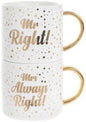 Set of 2 Mr and Mrs Right Stacking Mugs