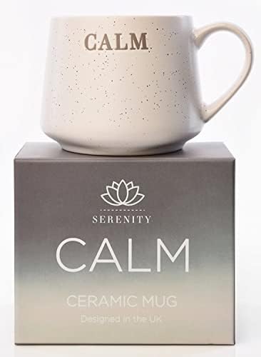 Serenity Debossed Ceramic Mug - Off White Colour with Speckle Effect Gift Boxed (Calm)