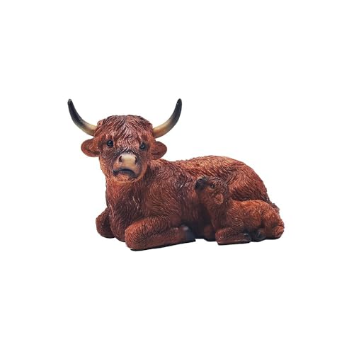 The Leonardo Collection Lesser and Pavey Higland Cow and Calf Laying Down Figurine