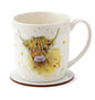 Puckator Jan Pashley Highland Coo Cow Porcelain Tea Coffee Mug & Coaster Set