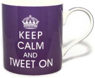 Keep Calm And Tweet On - Fine China Purple Mug in Gift Box