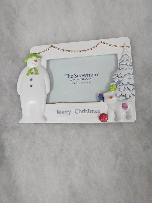 the snowman and the snowdog merry Christmas frame