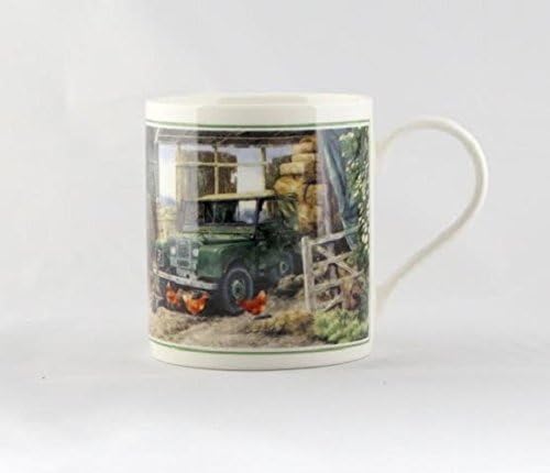 Cachet Old Landrover in Farmyard Fine Art Watercolour China Gift Mug