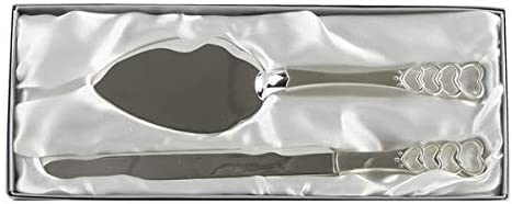 Silver-plated gift set - cake server and cake   slice with heart handles