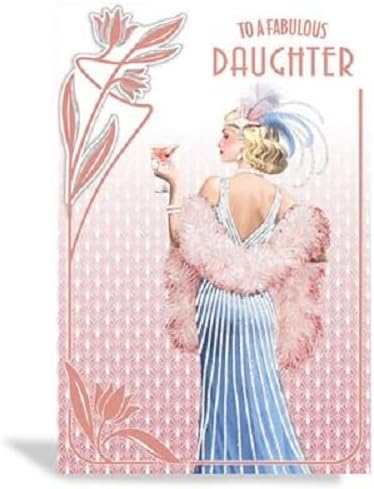 Art Deco 1920's Flapper Lady - Fabulous Daughter - Glittered & Foiled Birthday Card