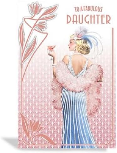 Art Deco 1920's Flapper Lady - Fabulous Daughter - Glittered & Foiled Birthday Card