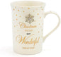 Mad Dots Christmas Gifts Mad Dots Wonderful Christmas Mug, Fine China, Cream & Gold, 11.5 x 8 x 11 cm