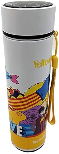 Puckator Yellow Submarine 450ml Insulated Hot & Cold Drinks Bottle with LED Temperature Display The Beatles Stainless Steel Water Bottle Cold For 24h And Hot For 6h Metal Water Bottles Thermos Flask