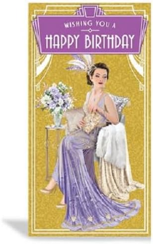 Art Deco Lady - Slim Foiled Birthday Card