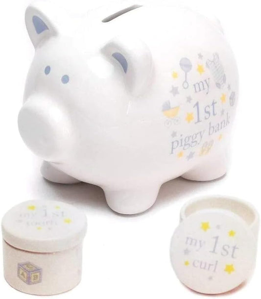 Ceramic Piggy Bank Tooth & Curl Set - Blue CG1825