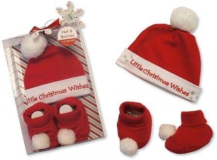 Baby Hat and Booties Cotton Gift Set - Little Christmas Wishes