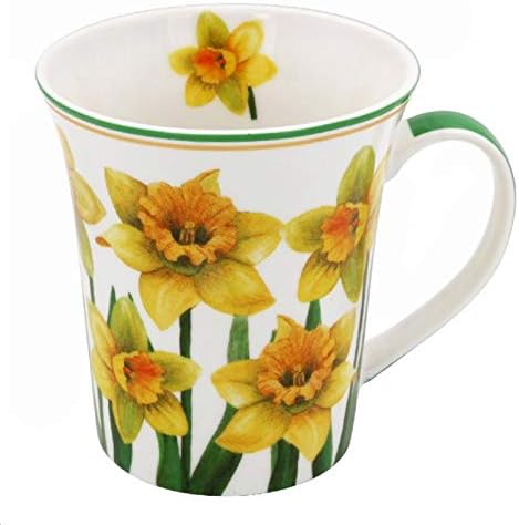 The Leonardo Collection LP94567 Daffodils Floral Mug, Yellow, Green and White, Fine China, Boxed