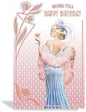Art Deco 1920's Flapper Lady - Wishing You a Happy Birthday - Glittered & Foiled Birthday Card