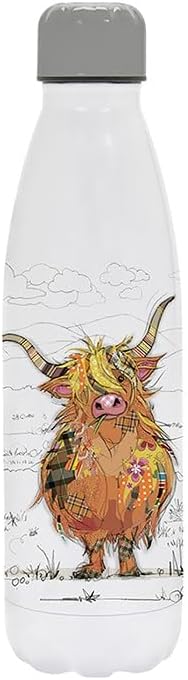 Lesser & Pavey 500ml Stainless Steel Water Bottle | Eco Friendly Stainless Steel Bottle with Lid & Carry Handle | Hamish Highland Cow Stainless Steel Bottles for Office, Sports or On The Go - Bug Art