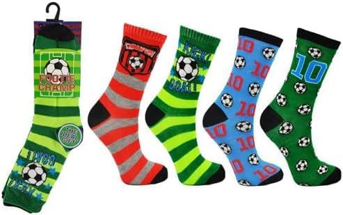 Boys Girls Kids Football Champ Design Assorted Ankle School Casual Socks 3 Pairs (   uk 3-5