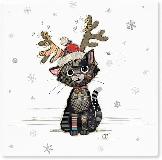 Lesser & Pavey Christmas Drink Coasters | British Designed Eco Cork Drinks Coasters For Modern Homes | Kitten Coasters For Drinks For All Types of Cups & Mug - Bug Art