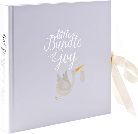 Baby Photo Album - 4'x6' - Stork Design - White Bundle of Joy