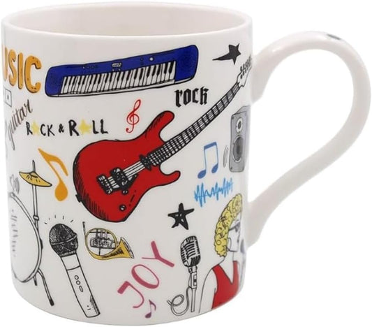 Lesser & Pavey Music Love Mugs for Gifts | Fine China Mug for Tea and Coffee Featuring Musical Instruments | Printed Love Mug  Love Music