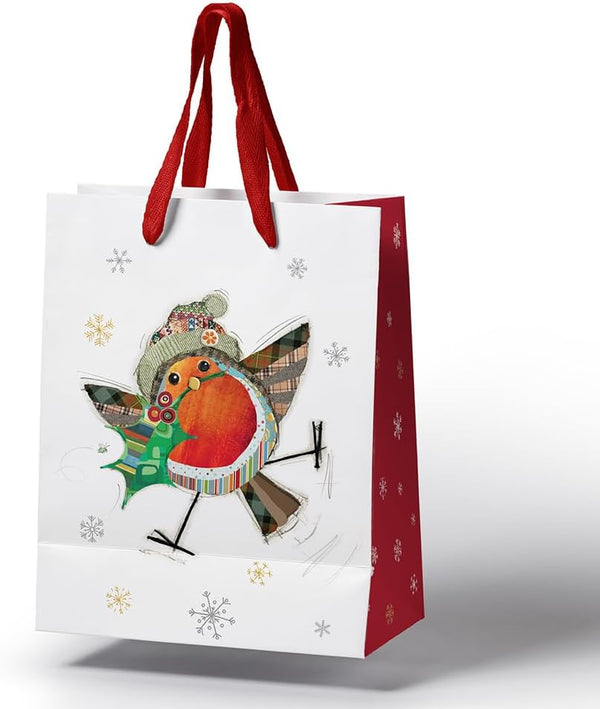 Xmas Gift Bag - Robin and Holly