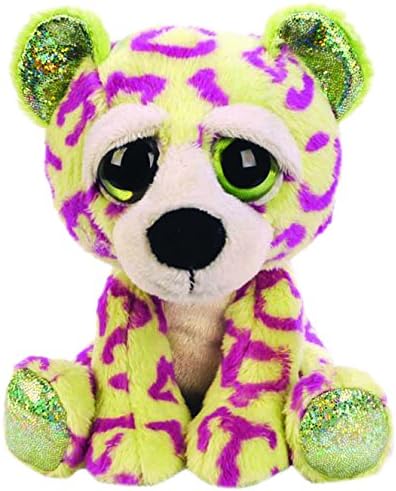 Suki Gifts Lil Peepers Fun Sasha Leopard Plush Toy with Green Sparkle Accents (Medium, Gree/Purple)