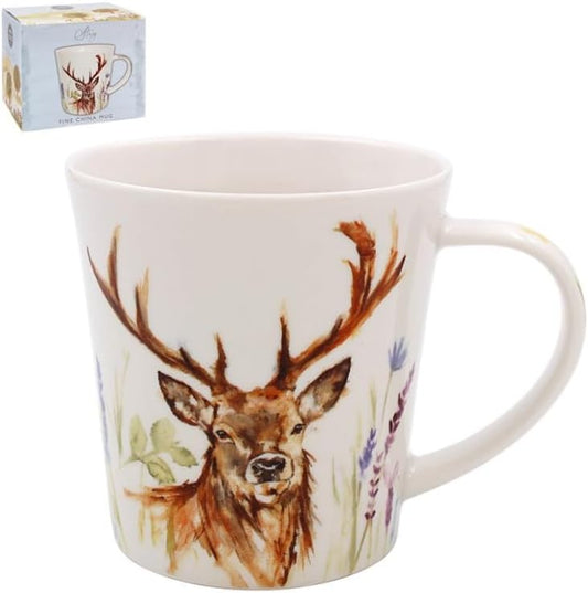 Lesser & Pavey Feather & Fur Stag Mug | Ceramic Coffee Mugs for Home or Work | Premium Design Mugs for All Occasions | Lovely Mugs for Tea, Coffee & Hot Drinks - Jennifer Rose Gallery