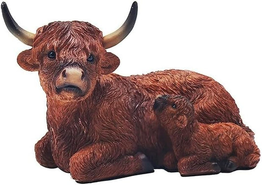 Lesser & Pavey Highland Cow with Calf Ornaments For Gift | Lovely Highland Cow Gifts For Home and Office Decoration | From The Leonardo Collection Animal Ornaments Range -LP72465