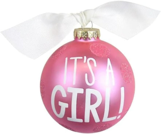 Pink/Dots Bauble 10cm 'It's A Girl NEW BABY GIFT 1ST CHRISTMAS BAUBLE ORNAMENT