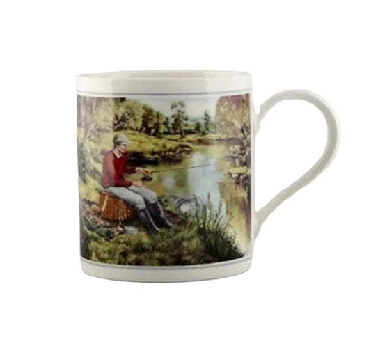 Cachet Fishing River Bank Fine Art Watercolour China Gift Mug