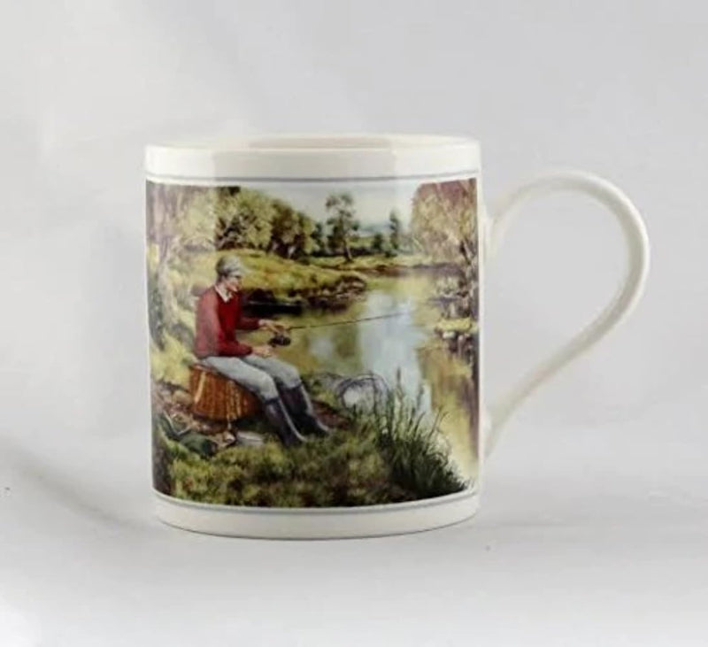 Cachet Fishing River Bank Fine Art Watercolour China Gift Mug