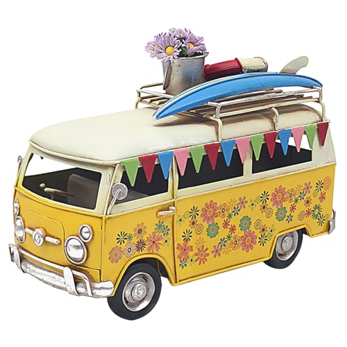 Lesser & Pavey Tin Transport Floral Retro Caravan/Campervan Ornament  yellow