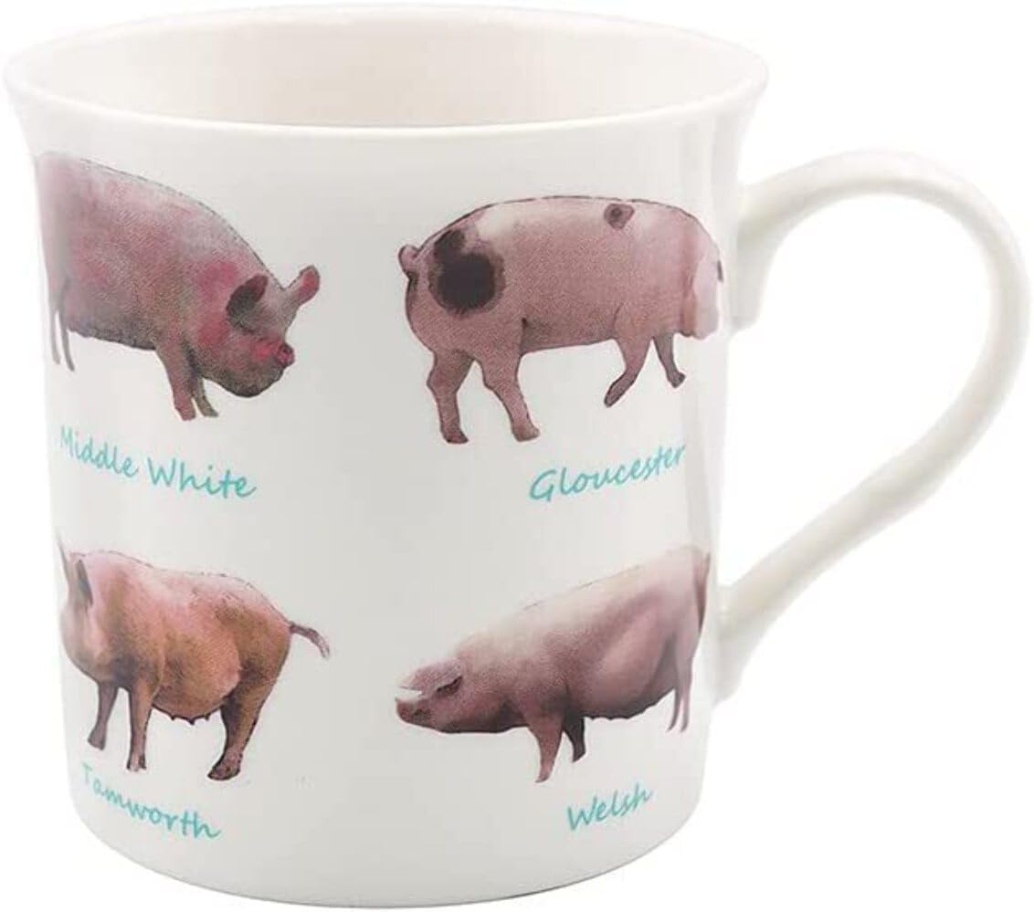 lesser and pavey LP95168 Ceramic Mug | Pig Breeds design | 1 Pc, White