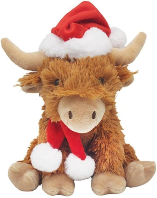 Lesser & Pavey 8" Sitting Christmas Cuddly Highland Cow Soft Toy