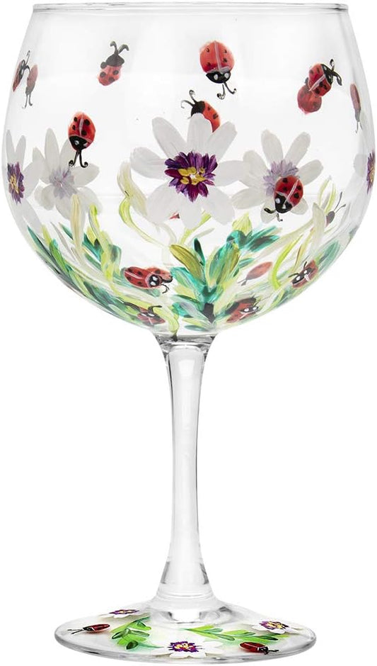 The Leonardo Collection Hand Painted Ladybird Gin Glass by Lynsey Johnstone with Gift Box, Multicoloured,