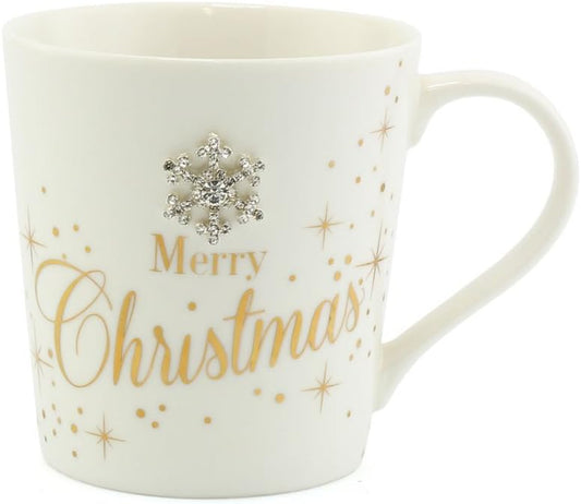 Mad Dots Merry Christmas with Diamante Snowflake Mug - Great Secret Santa Gift
