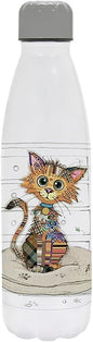 Lesser & Pavey 500ml Stainless Steel Water Bottle | Eco Friendly Stainless Steel Bottle with Lid & Carry Handle | Kimba Kitten Stainless Steel Bottles for Office, Sports or On The Go - Bug Art