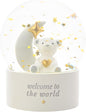 Bambino By Juliana 'Welcome To The World' Teddy & Moon Water Globe - White. Gifting to Celebrate Newborn Children, Family & Love - Present for New Born, Baby Shower & Christening.