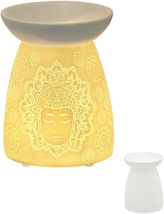 Buddha Tealight Oil Burner Wax Melt | Lace Gift Idea | Candle Accessories, White, One Size