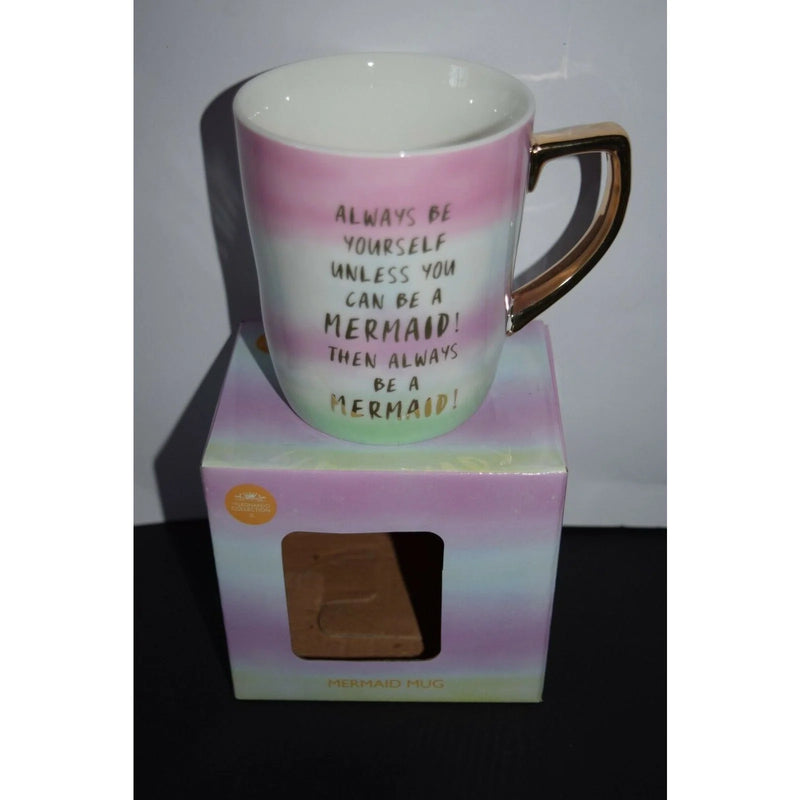 Mug coffee cups Unicorn Mermaid fairies gold leaf Gift Novelty fine china funky
