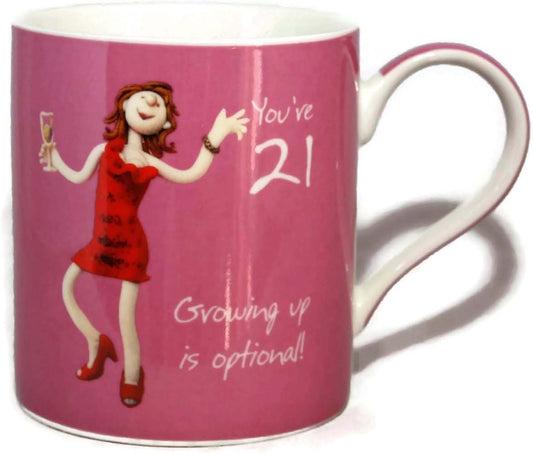You're 21 Growing Up Is Optional! Female 21st Birthday Fine China Mug