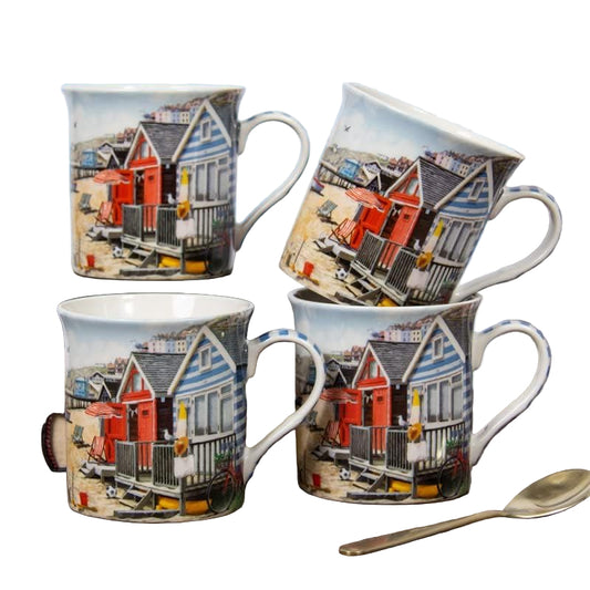Sandy Bay Mugs Set of 4 Ceramic Hot Drinks Tea Coffee Mug Kitchenware Gift Box