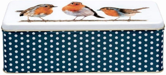 Christmas Robins   Rectangular Tin  24cm  Cracker Tin Style