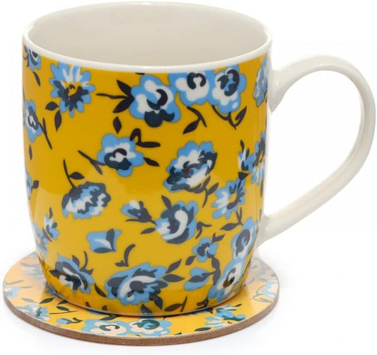 Puckator Peony Porcelain Mug and Coaster Set