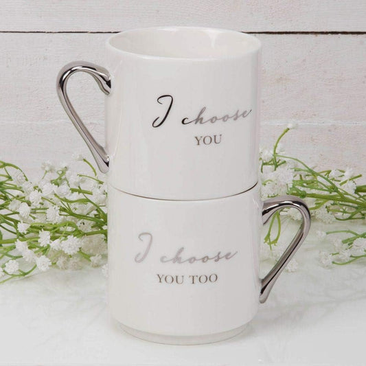 Amore Stackable Mug Gift Set - I Choose You Too Engagement Gift Idea