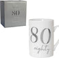 White Bone China Mug with Silver Foil Number - 80th Eighty 80 Birthday