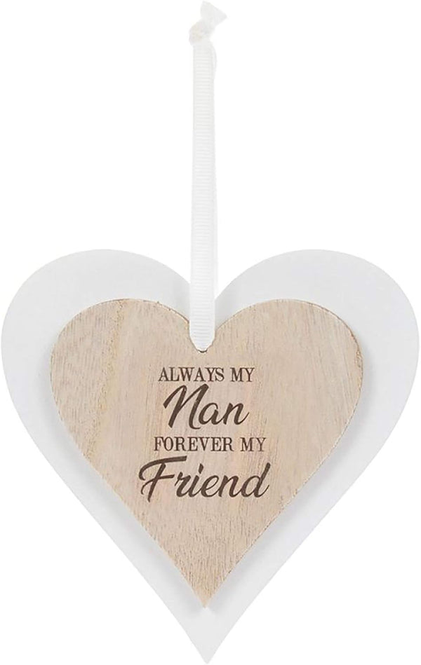 The Leonardo Collection Double Wooden Heart Plaque Hanging Sign - Always My Nan Forever My Friend