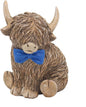 The Leonardo Collection Happy Highland Cow Figurine - wearing Dickie bow tie