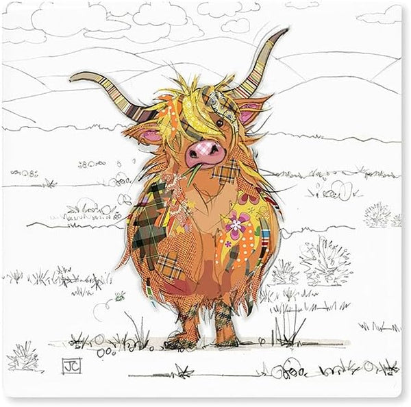 The Leonardo Collection Hamish Highland Cow Single Ceramic Coaster - Animal Coaster - Statement Kichenware for the Home - by Bug Art