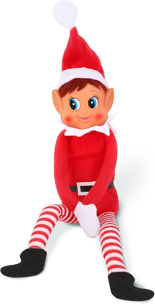 Charming Red Long Leg Soft Body Vinylface Girl Elf with Hat - 30 cm